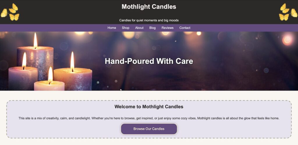 mothlight candles homepage